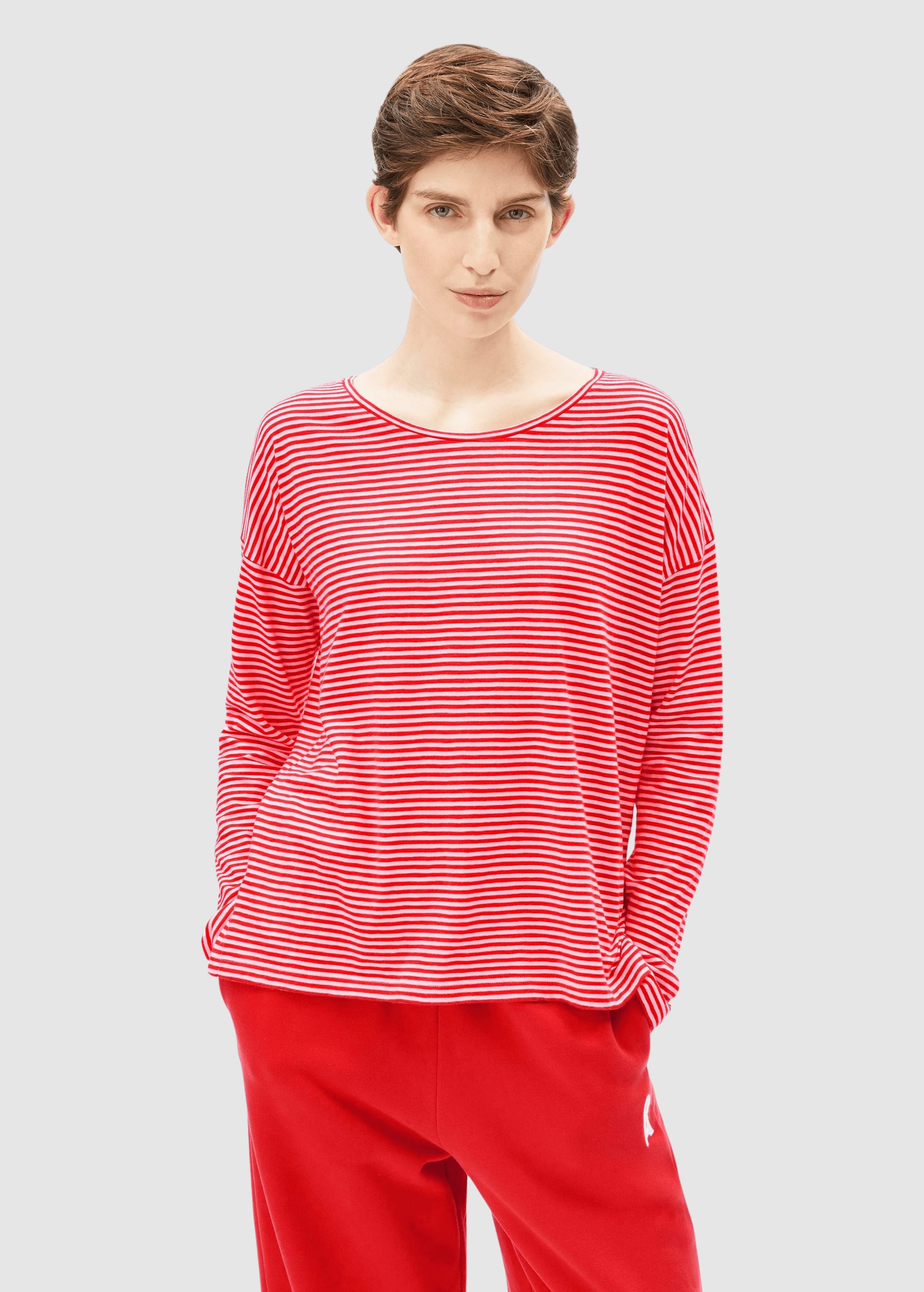Xianaa Stripe Longsleeve Pink Mist-Mars Red