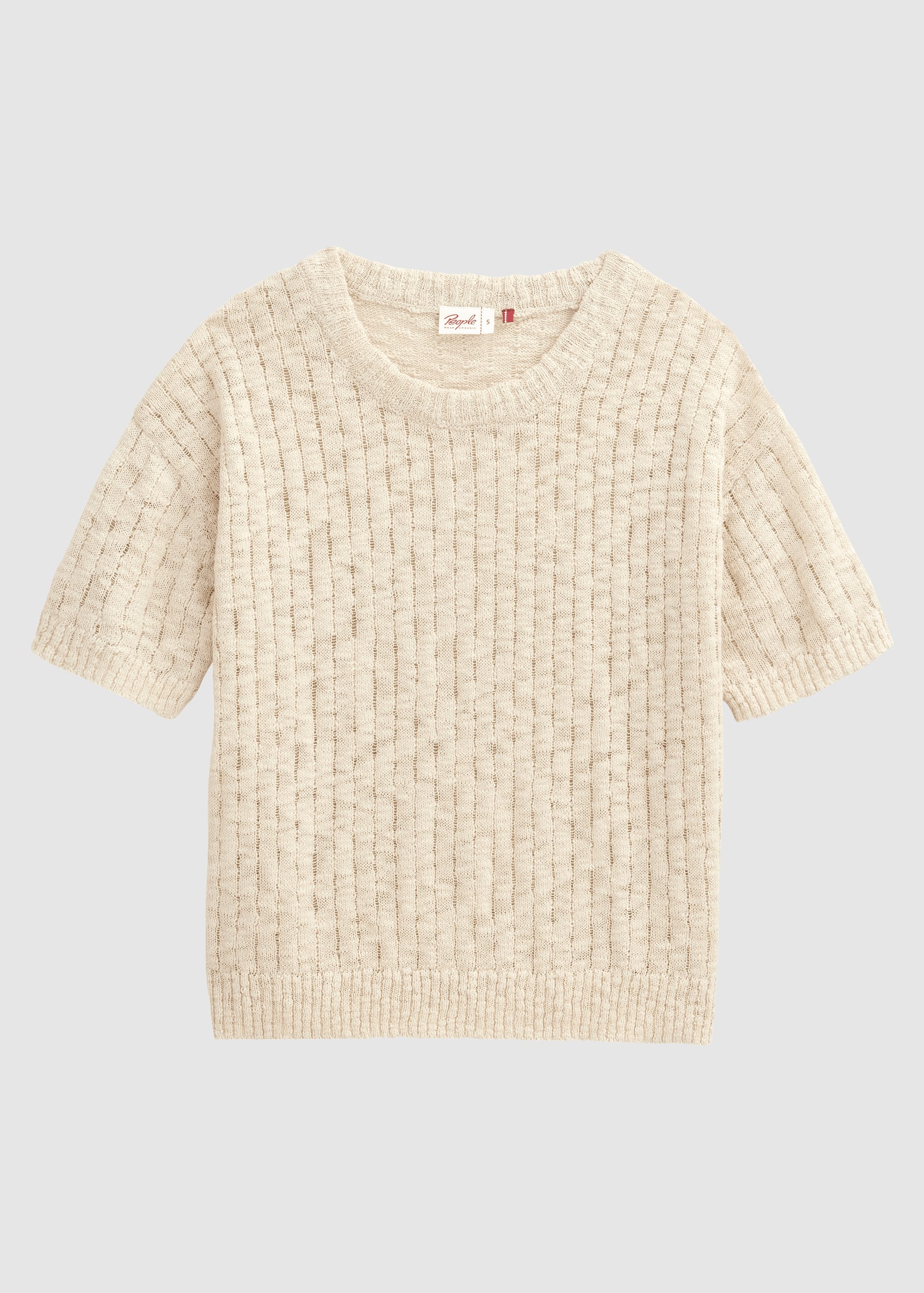 Rippstrick-Pullover Kurzarm Natur Rippstrick-Pullover Kurzarm Natur