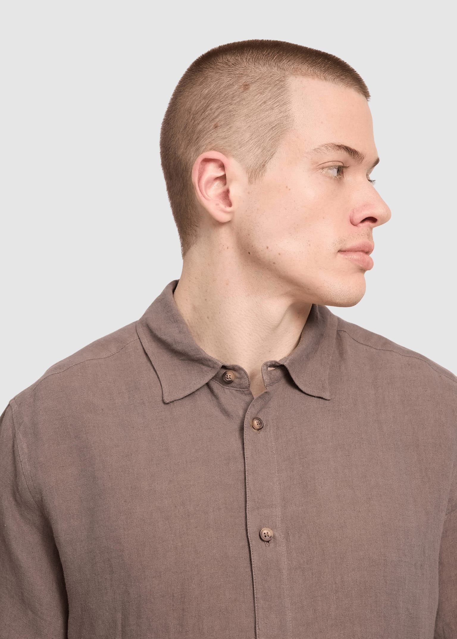 Shortsleeve Linen Shirt Grey Brown Shortsleeve Linen Shirt Grey Brown