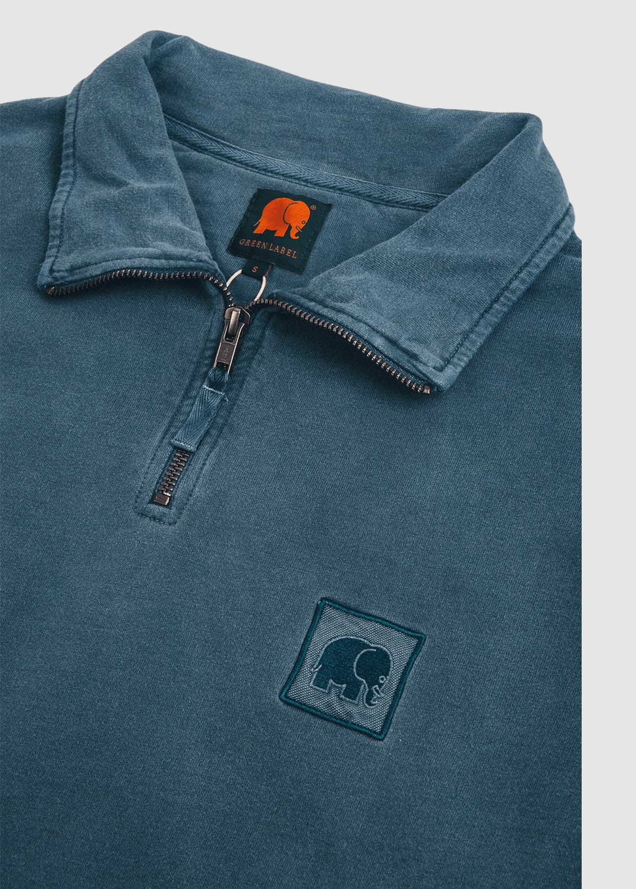 Sauce Pigment Dyed Quarter Zip Sweater Elm Green