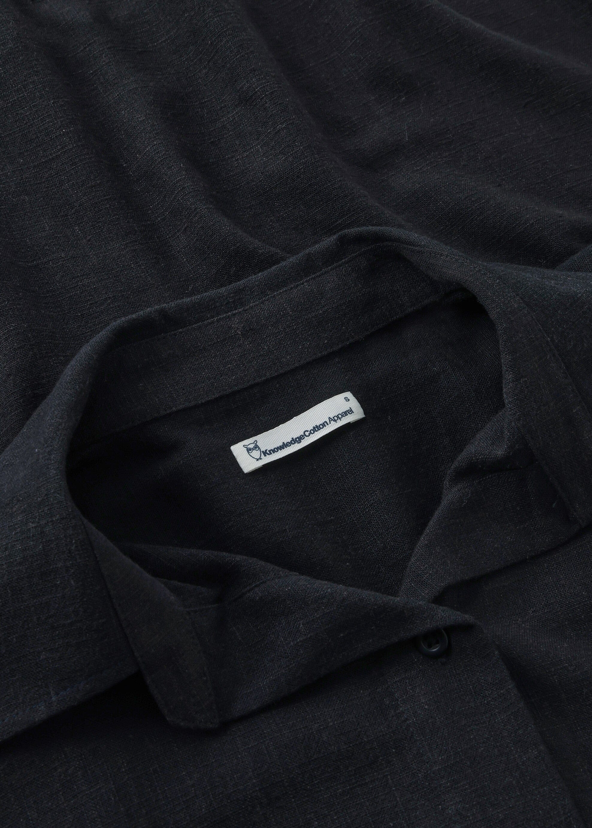 Loose Linen-MIX Short Sleeve Shirt Black Jet Loose Linen-MIX Short Sleeve Shirt Black Jet