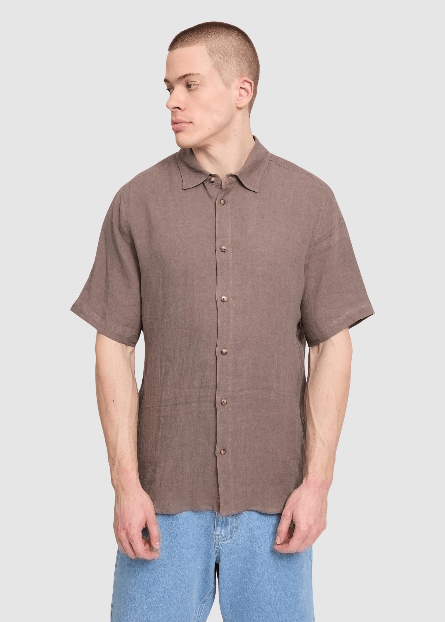 Shortsleeve Linen Shirt Grey Brown Shortsleeve Linen Shirt Grey Brown