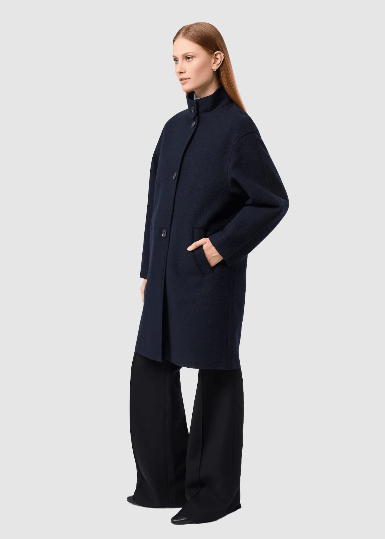 Kurzer Mantel Aus Walk Mit Membran Navy
