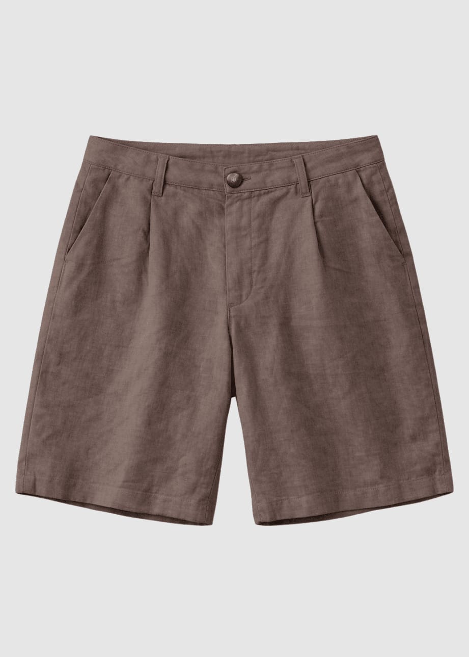 Linen Bermuda Shorts Grey Brown