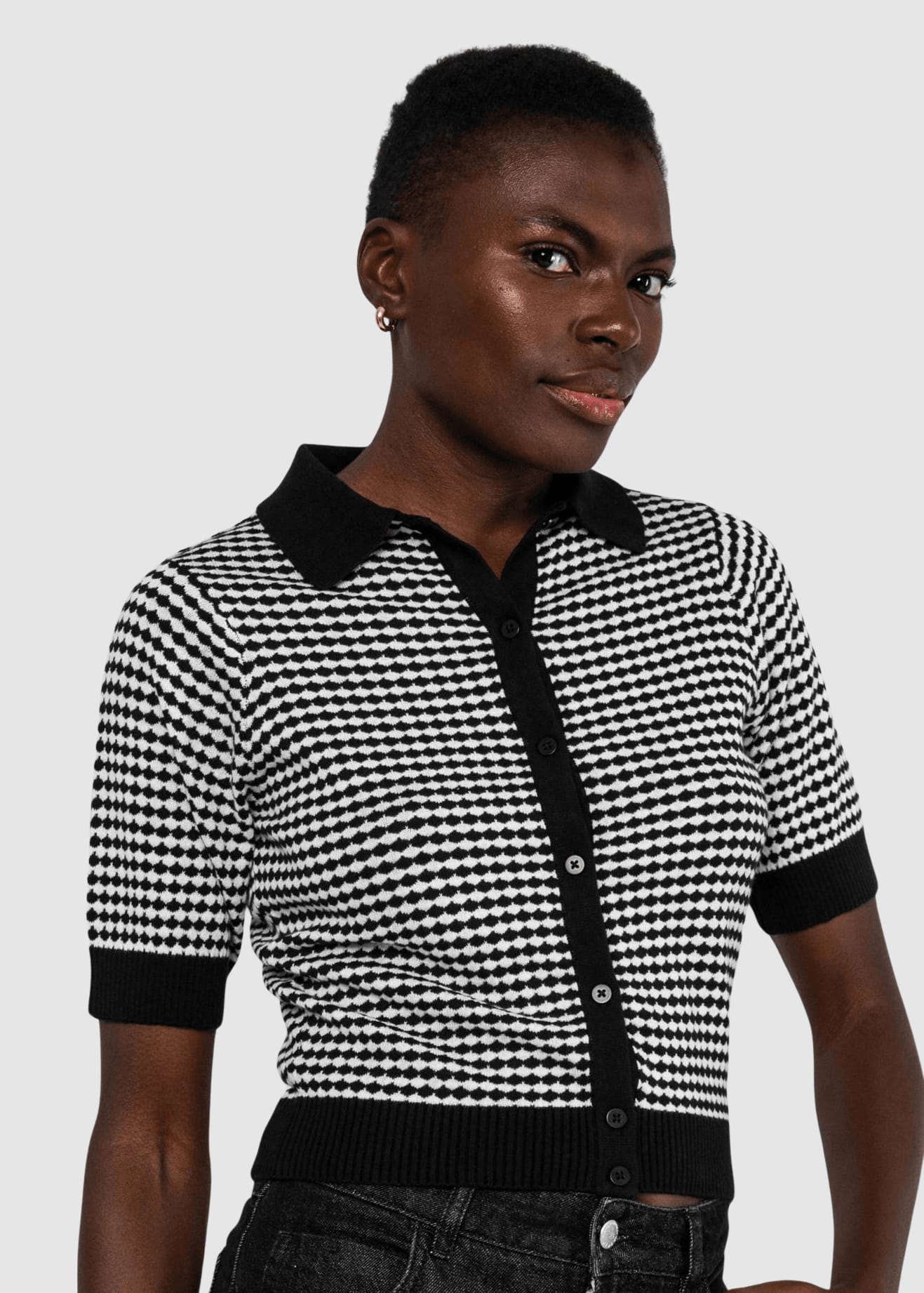 Petite Poloette Mixed Dots Black Beige Petite Poloette Mixed Dots Black Beige
