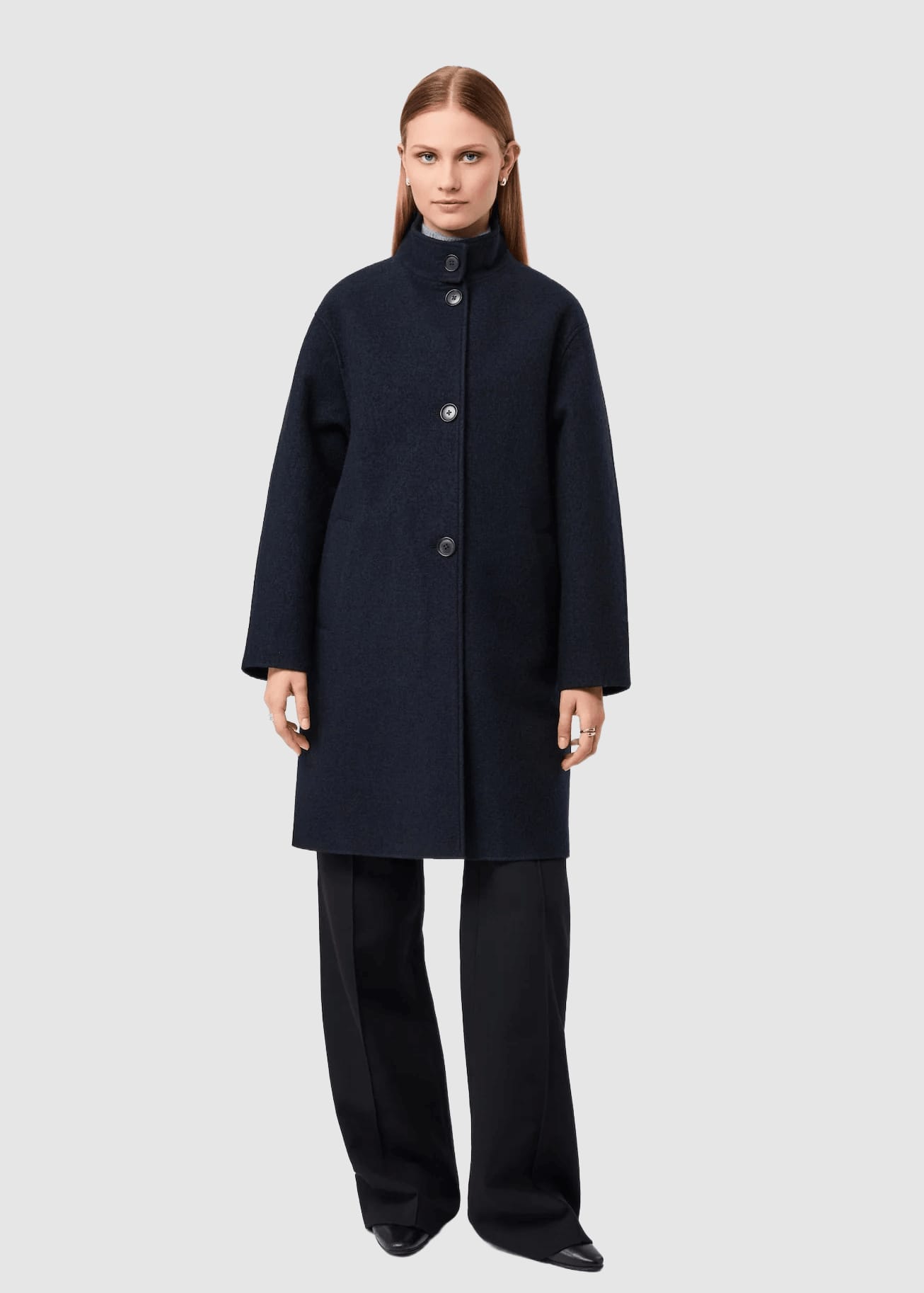 Kurzer Mantel Aus Walk Mit Membran Navy