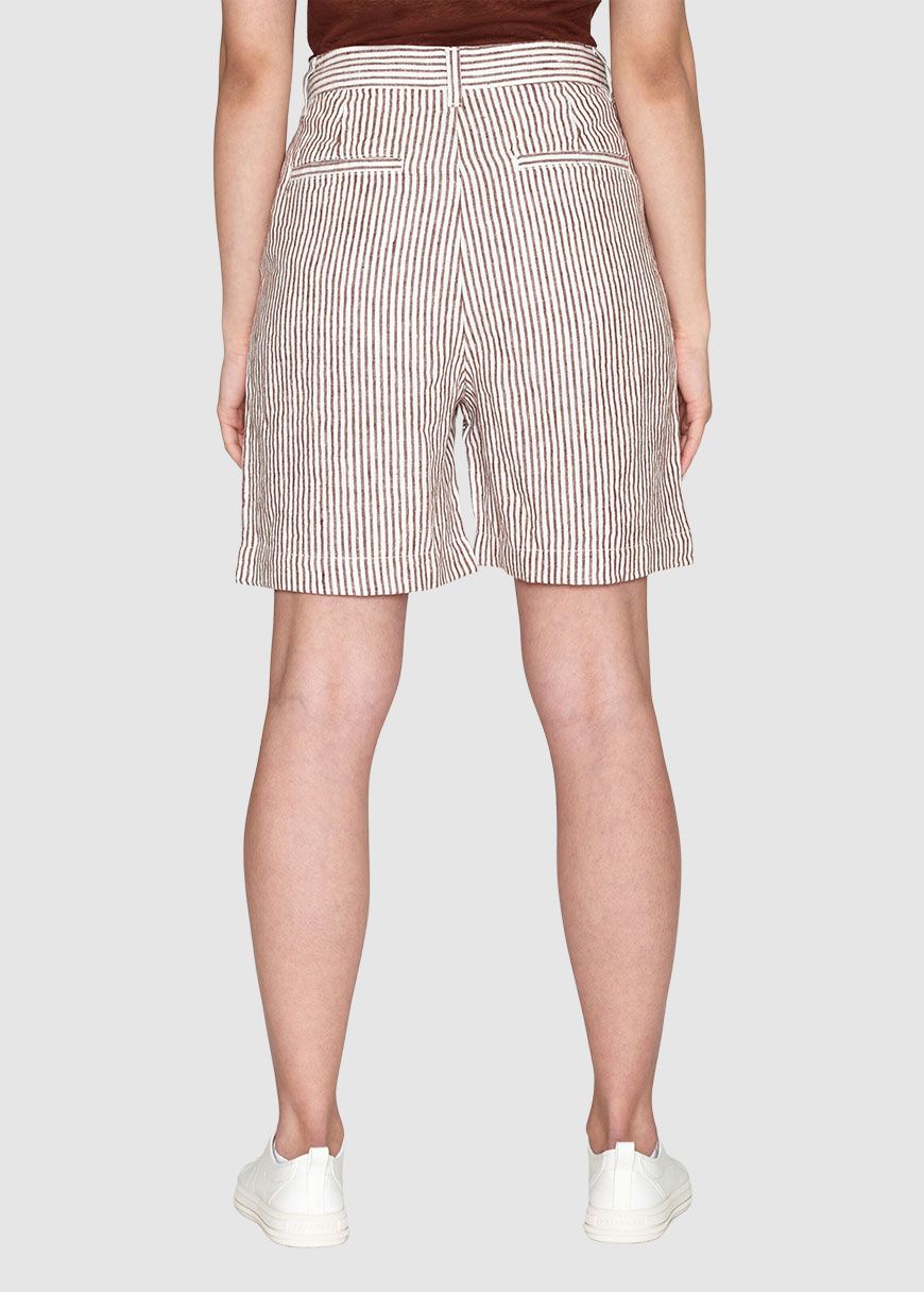 Posey Wide High-Rise Striped Linen Shorts Posey Wide High-Rise Striped Linen Shorts
