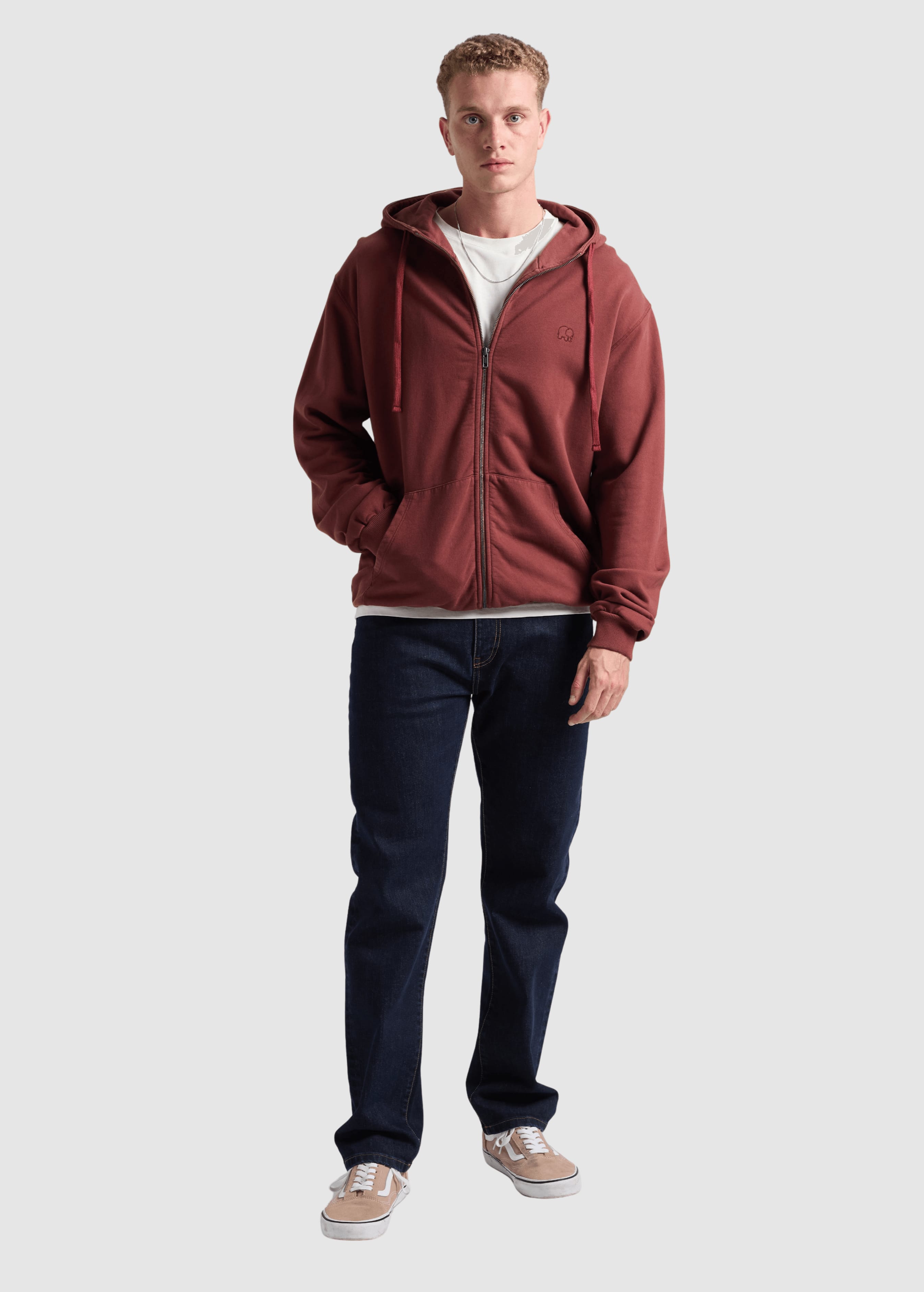 Essential Zip Hoodie Andorra Brown Grey