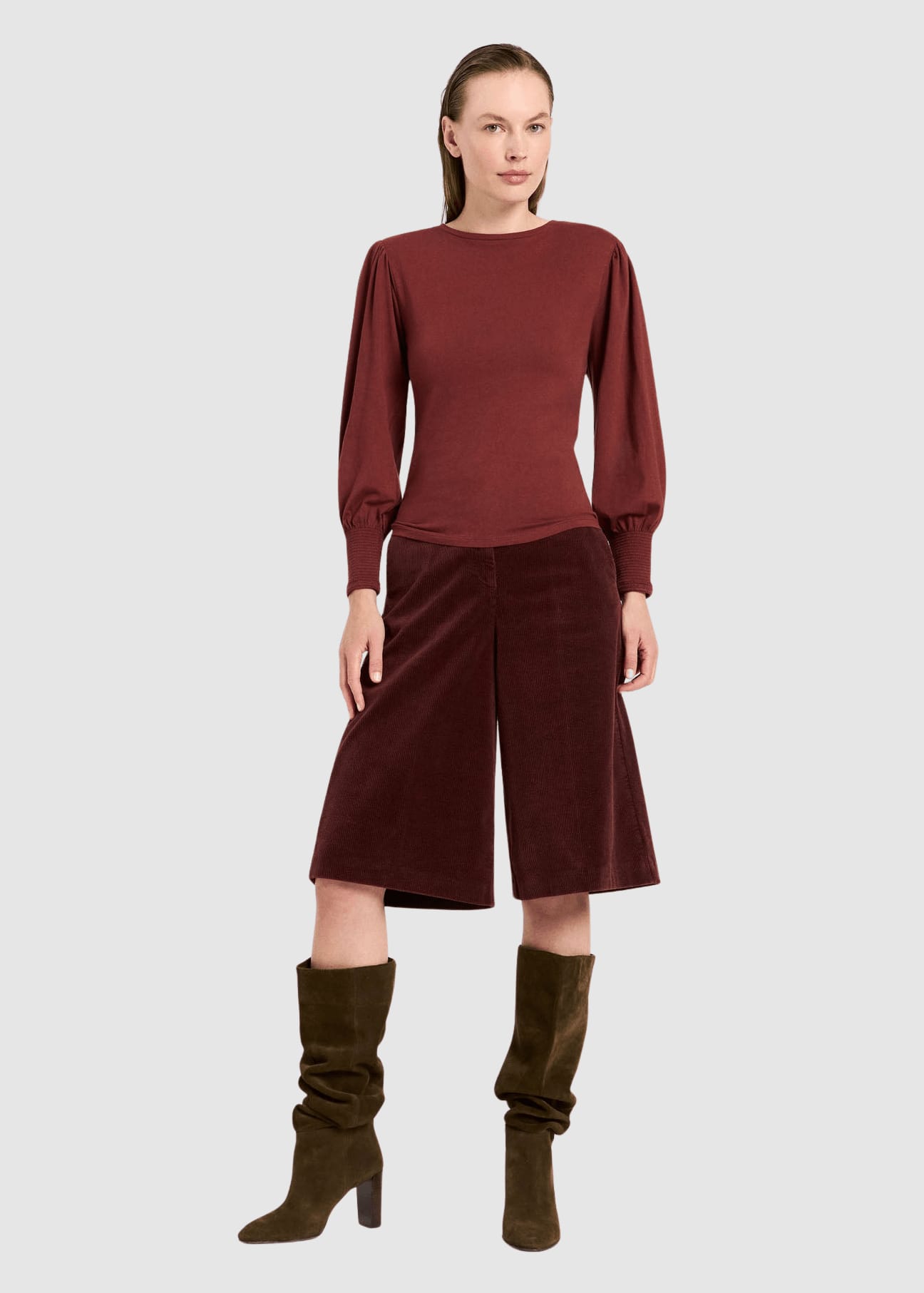 Shirt Mit Gerafftem Ärmel Red Mahagony