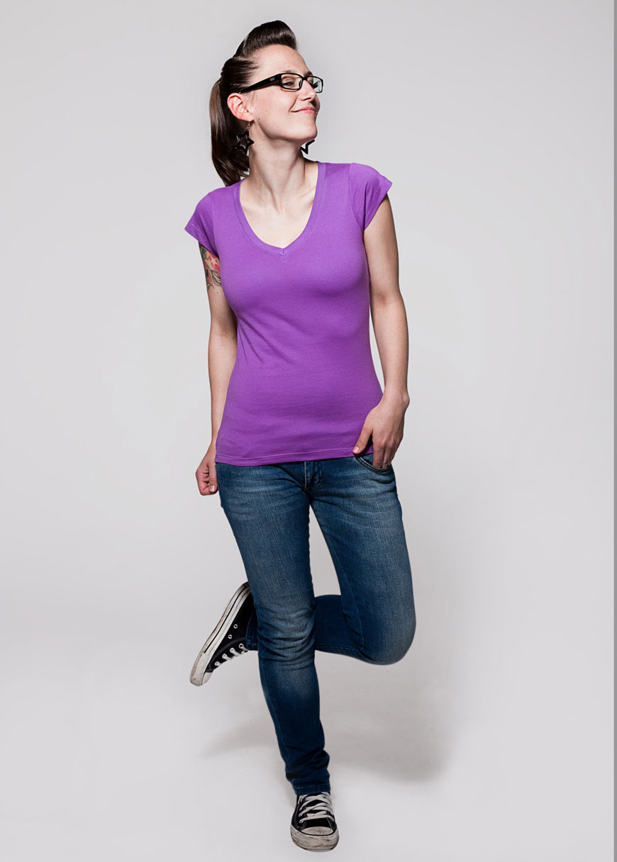 T-Shirt V-Ausschnitt Lila T-Shirt V-Ausschnitt Lila