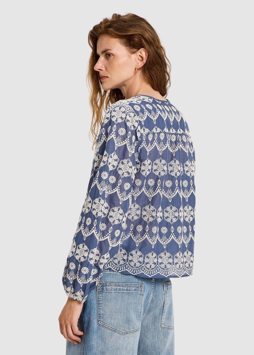 Langarm Bluse mit Kräuseln