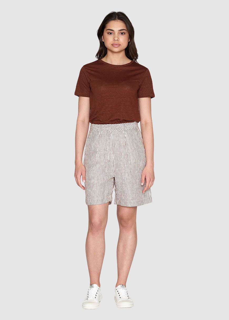 Posey Wide High-Rise Striped Linen Shorts Posey Wide High-Rise Striped Linen Shorts