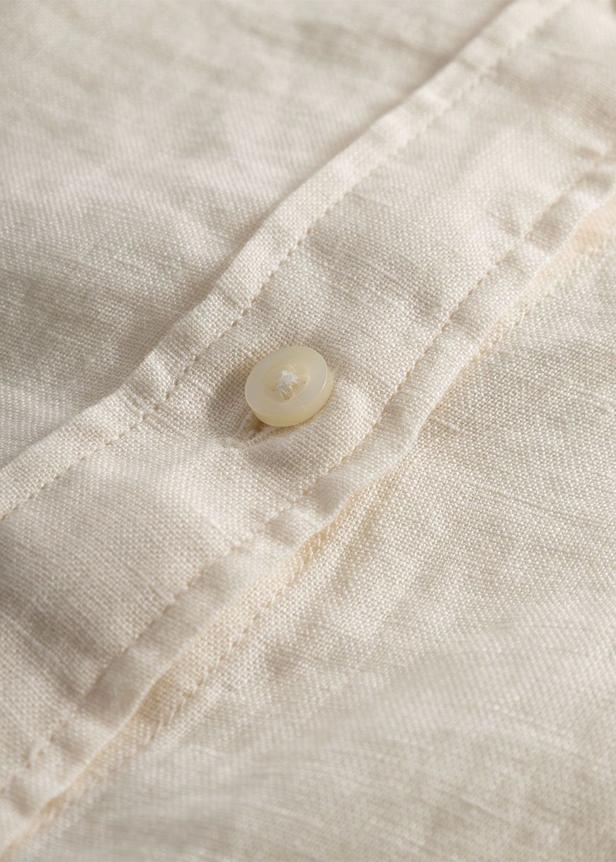 Collar Stand Short Sleeve Linen Shirt