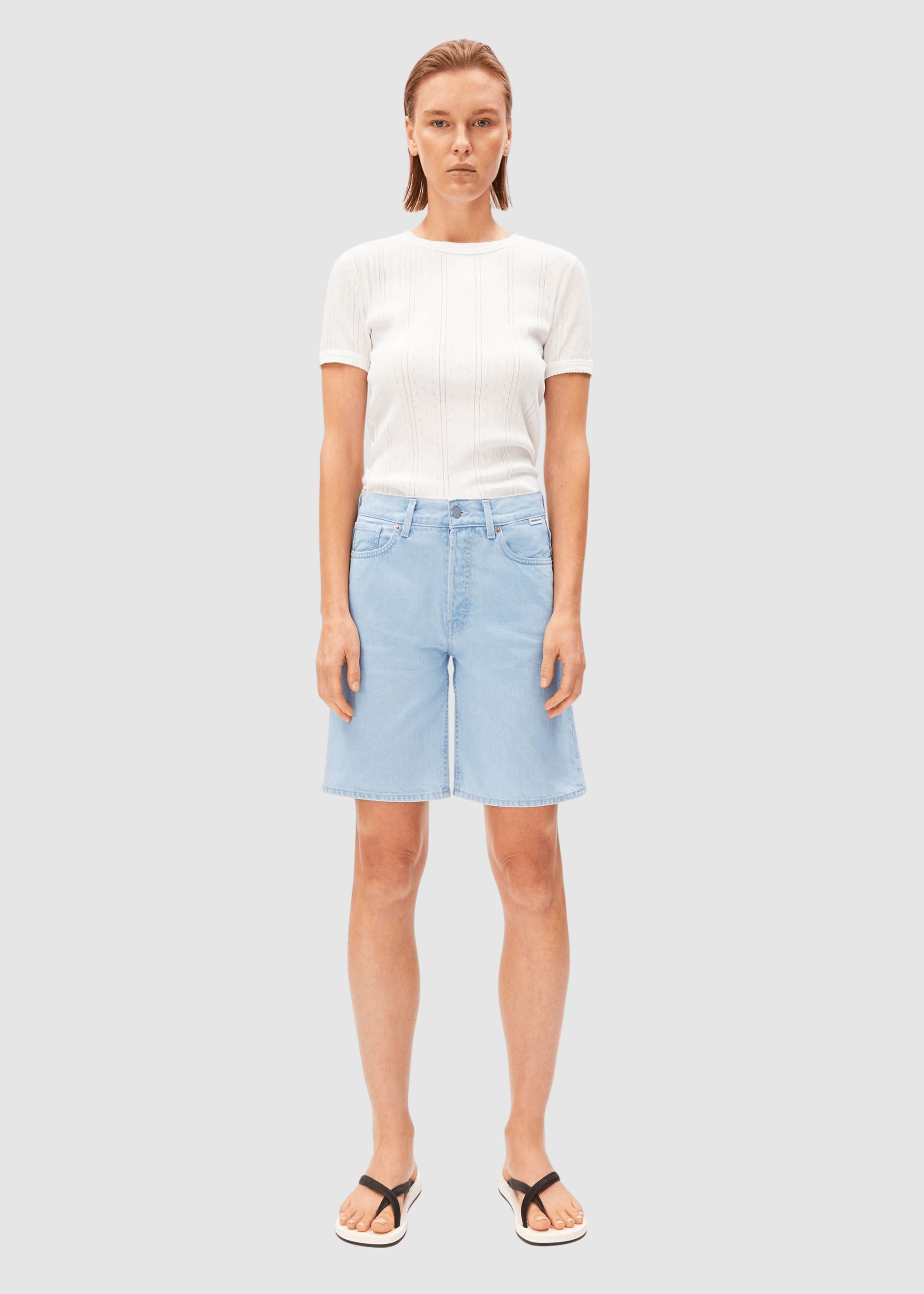 Thaalina Mid Waist Denim Short Fresh Blue