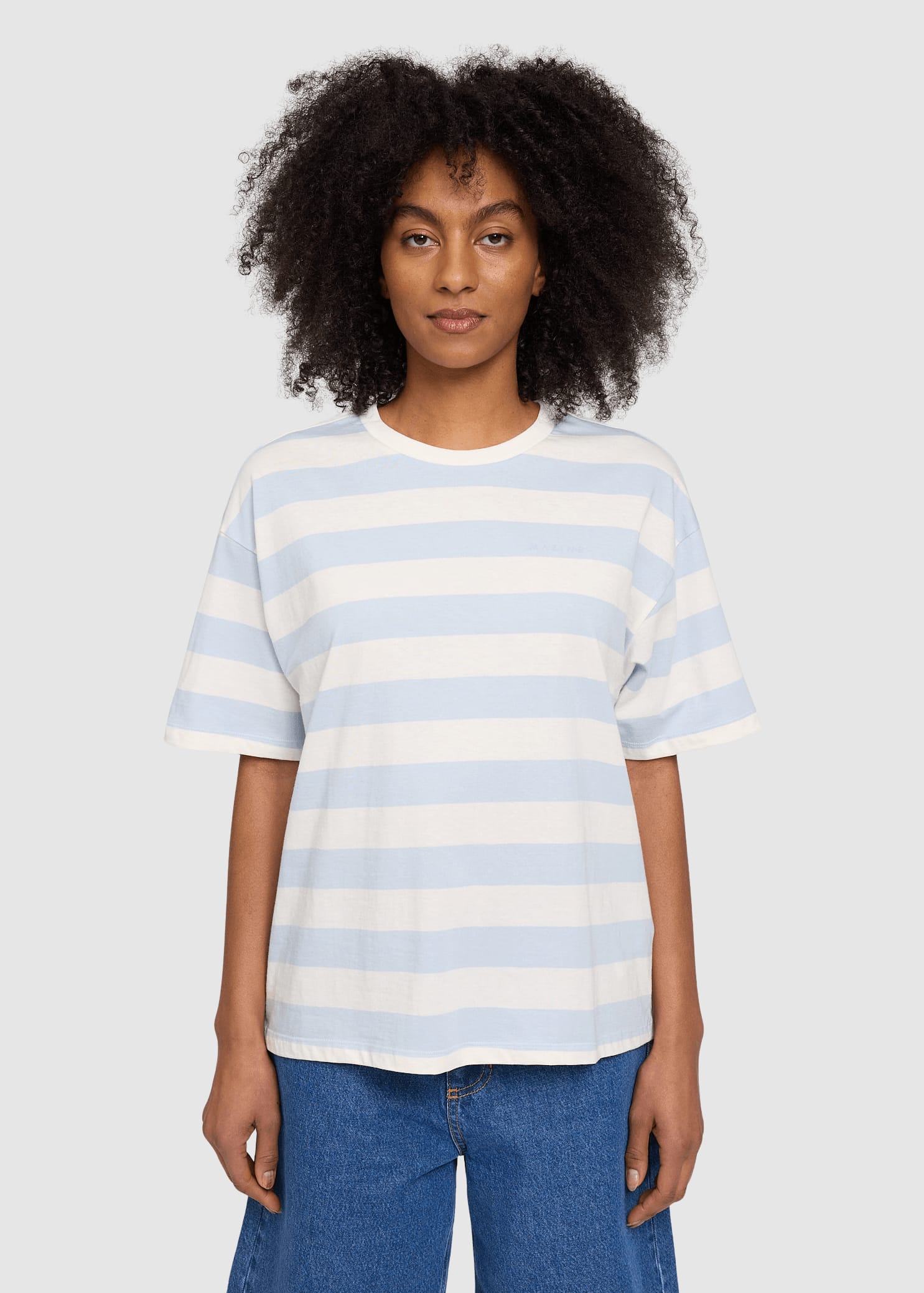 Bold Striped T-Shirt Pastel Blue Offwhite