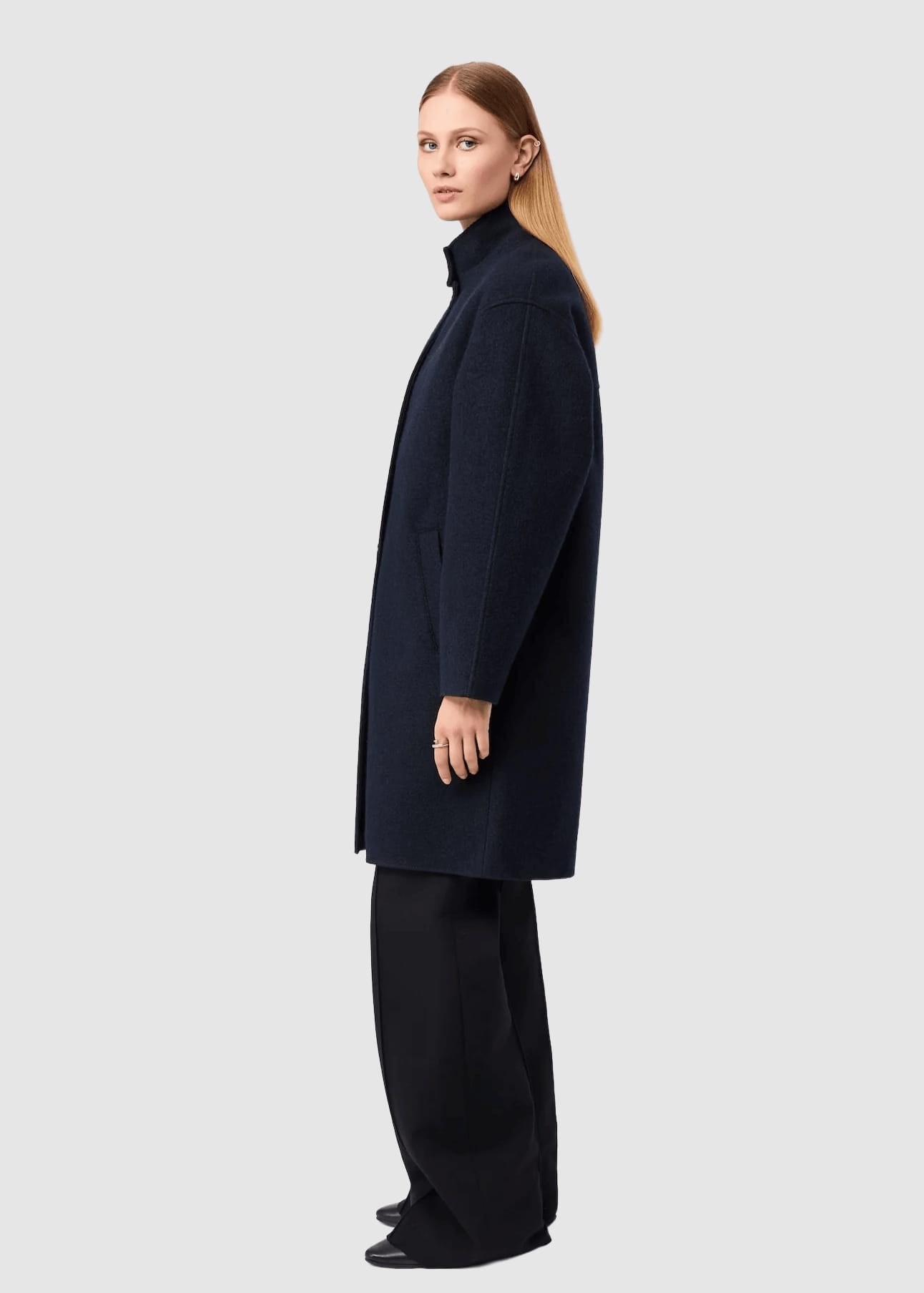 Kurzer Mantel Aus Walk Mit Membran Navy
