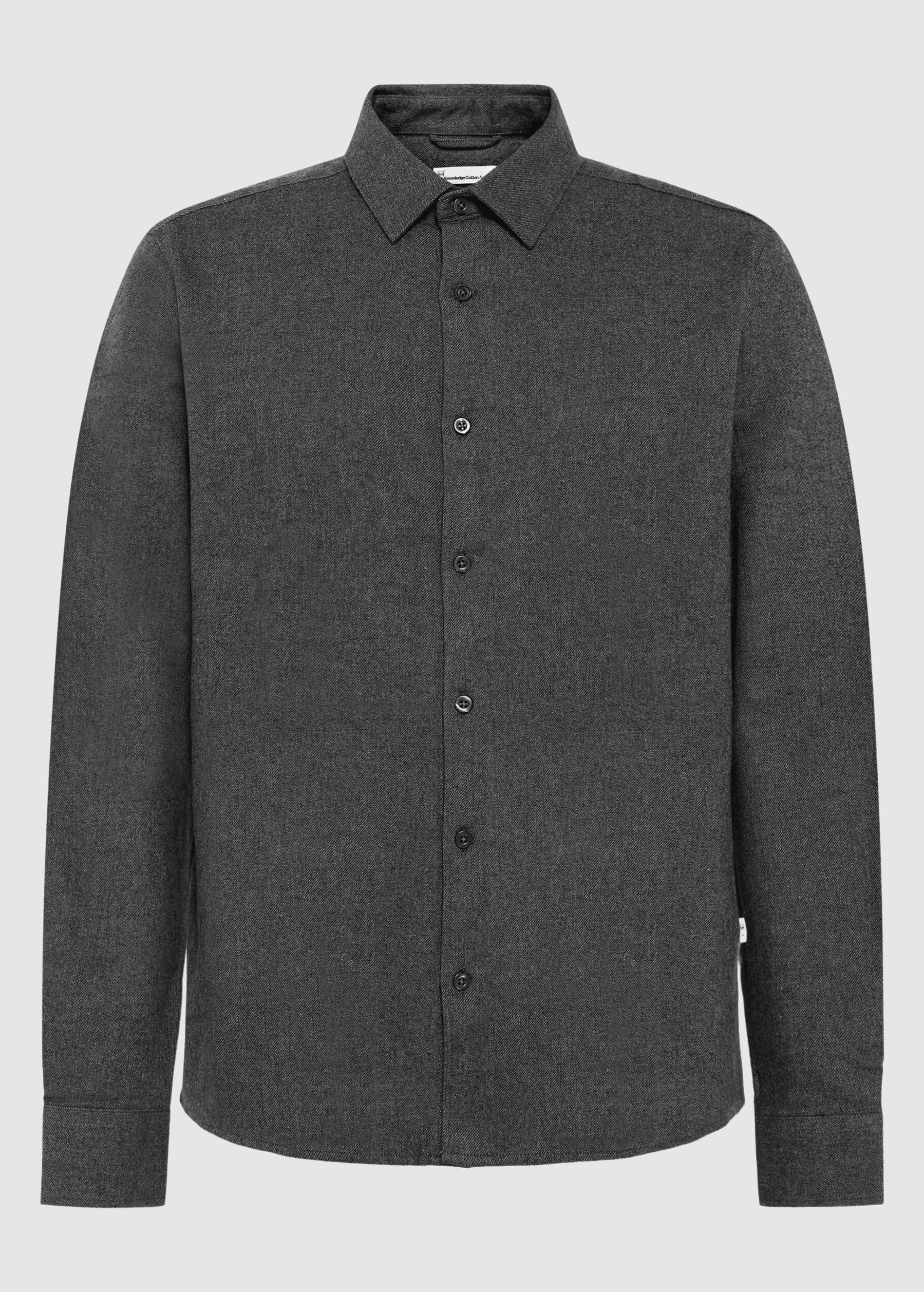 Dune Regular Flannel Shirt Dark Grey Melange