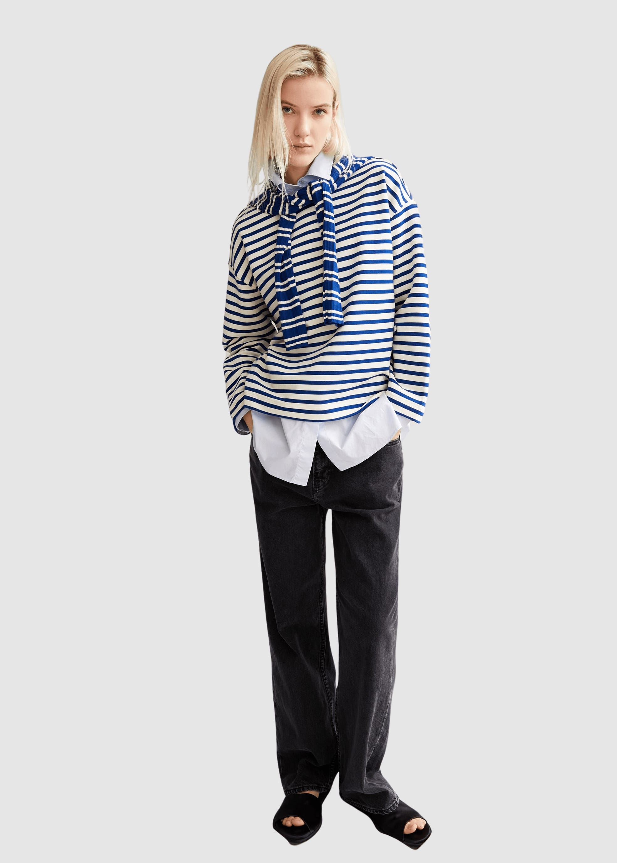Frankaa Maarlen Stripe Sweat Undyed-Dynamo Blue