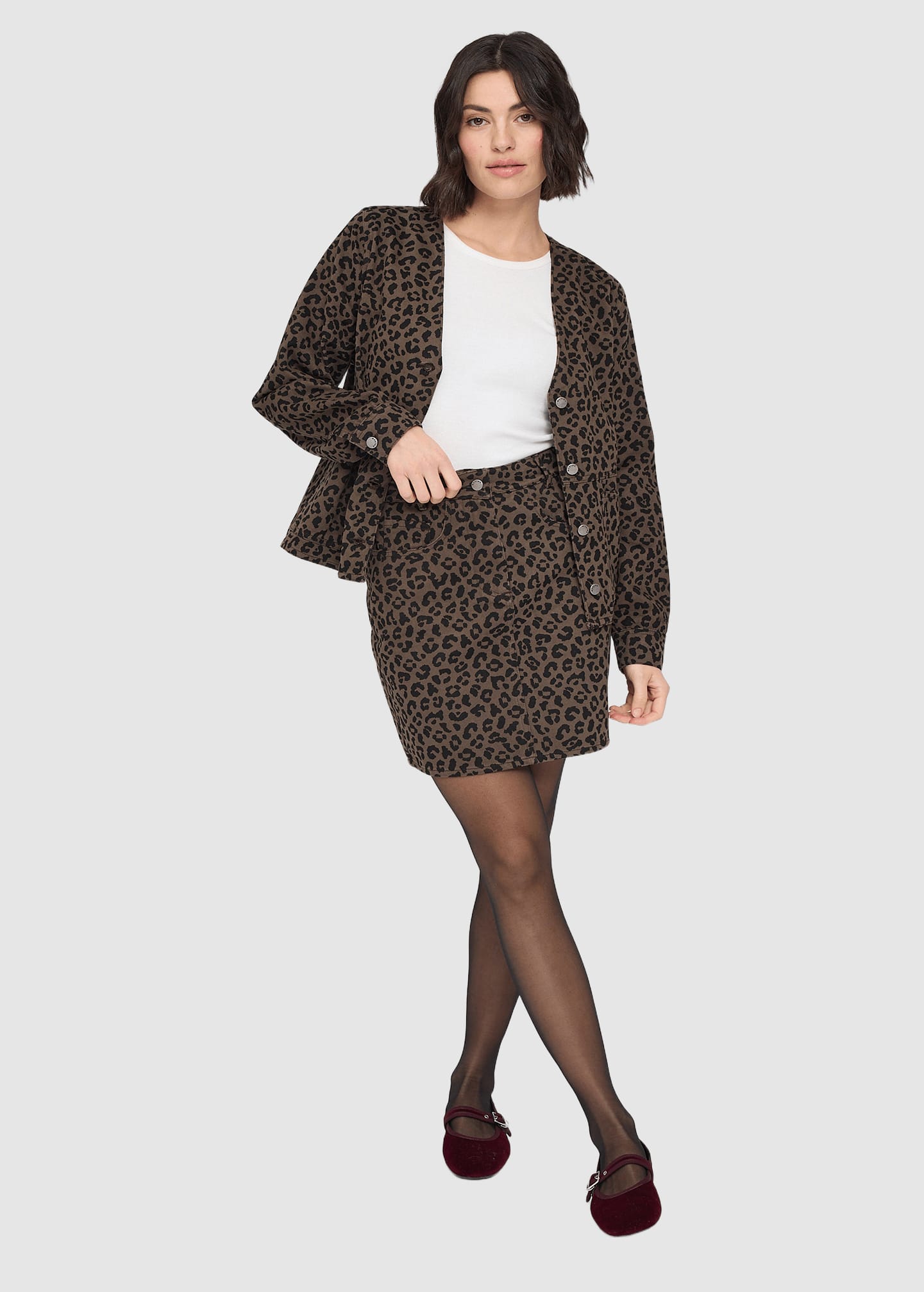 mazine-printed-mini-denim-skirt-chocolate-brown-printed-4.jpeg Printed Mini Denim Skirt Chocolate Brown Printed