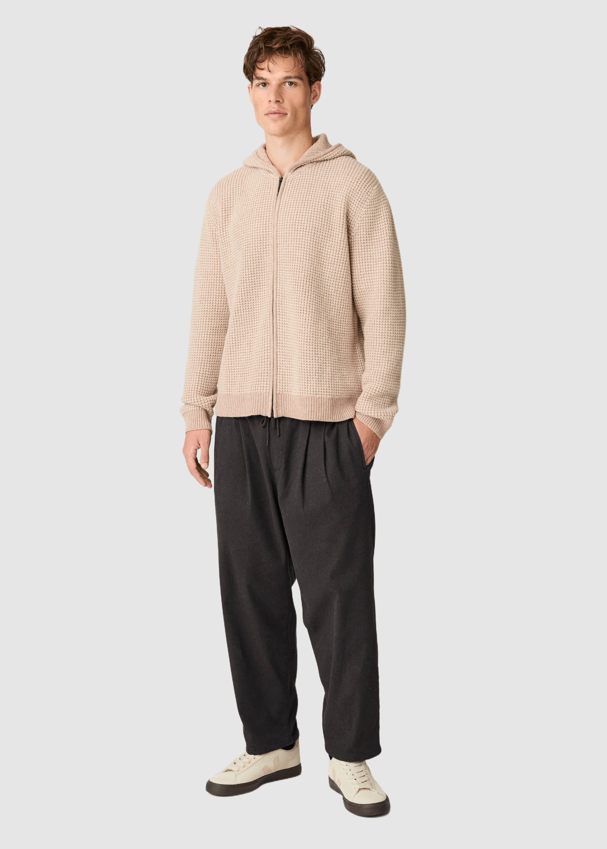 Lambswool Zip Hoodie Kelp Melange