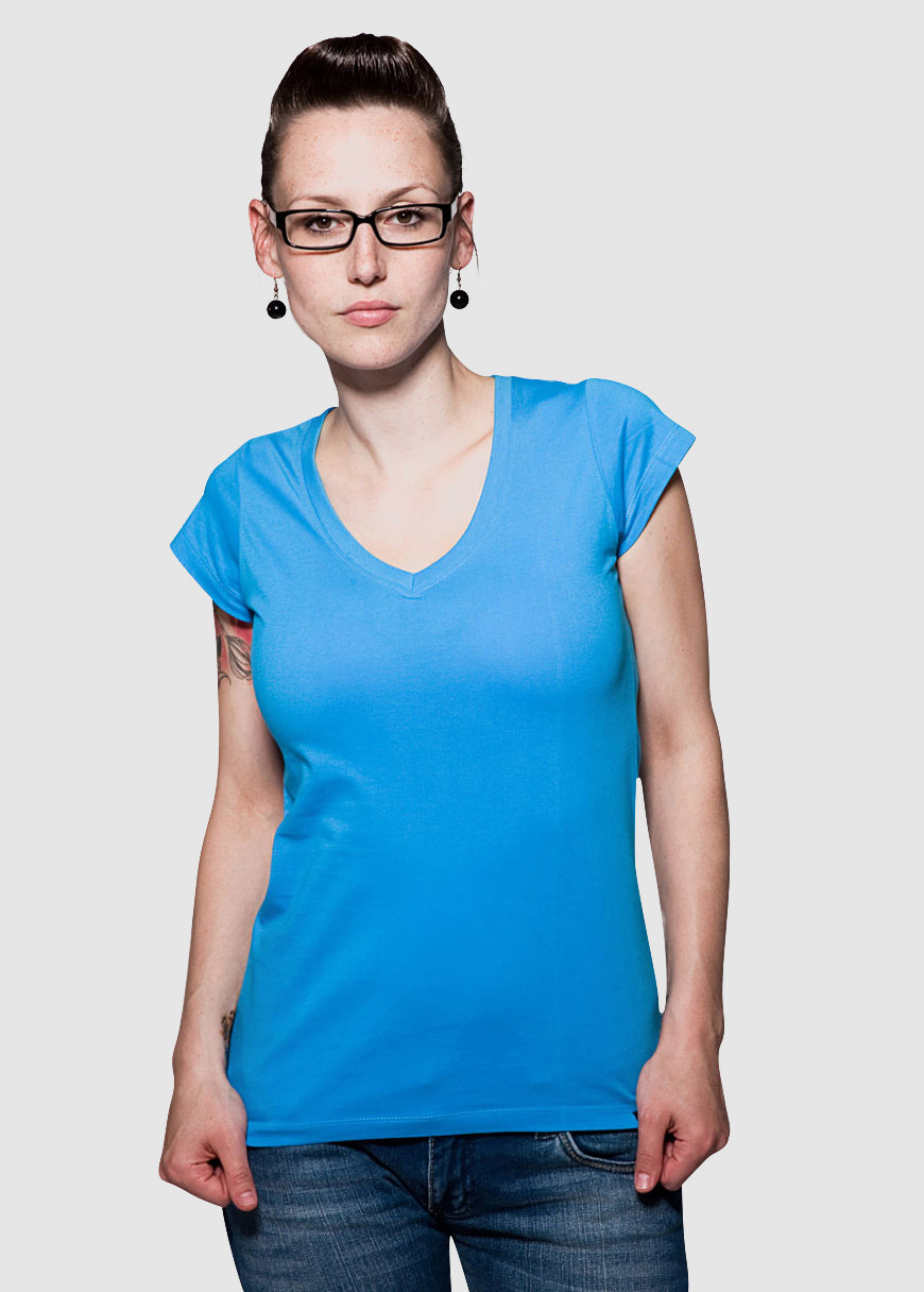 T-Shirt V-Ausschnitt Blau T-Shirt V-Ausschnitt Blau