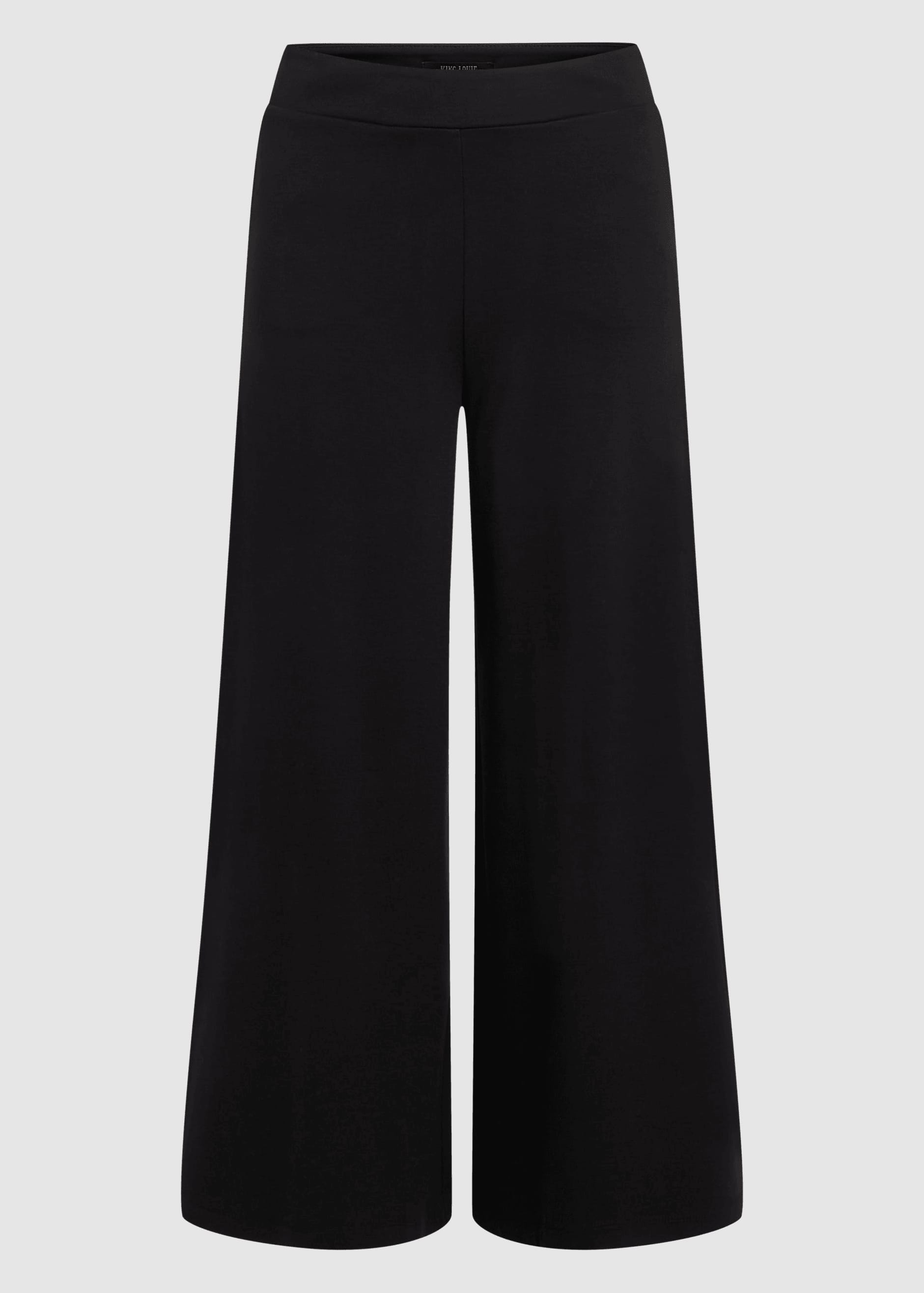 Border Palazzo Cropped Pants Milano Uni Black Border Palazzo Cropped Pants Milano Uni Black