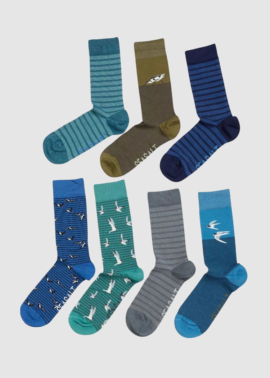seasalt_cornwall_mens_sailor_socks_box_of_7_creatures_AW_25_SEA_AC_34602_Curlew_Mix_1_9e89cb2105 Men's Sailor Socks Box of 7 Creatures