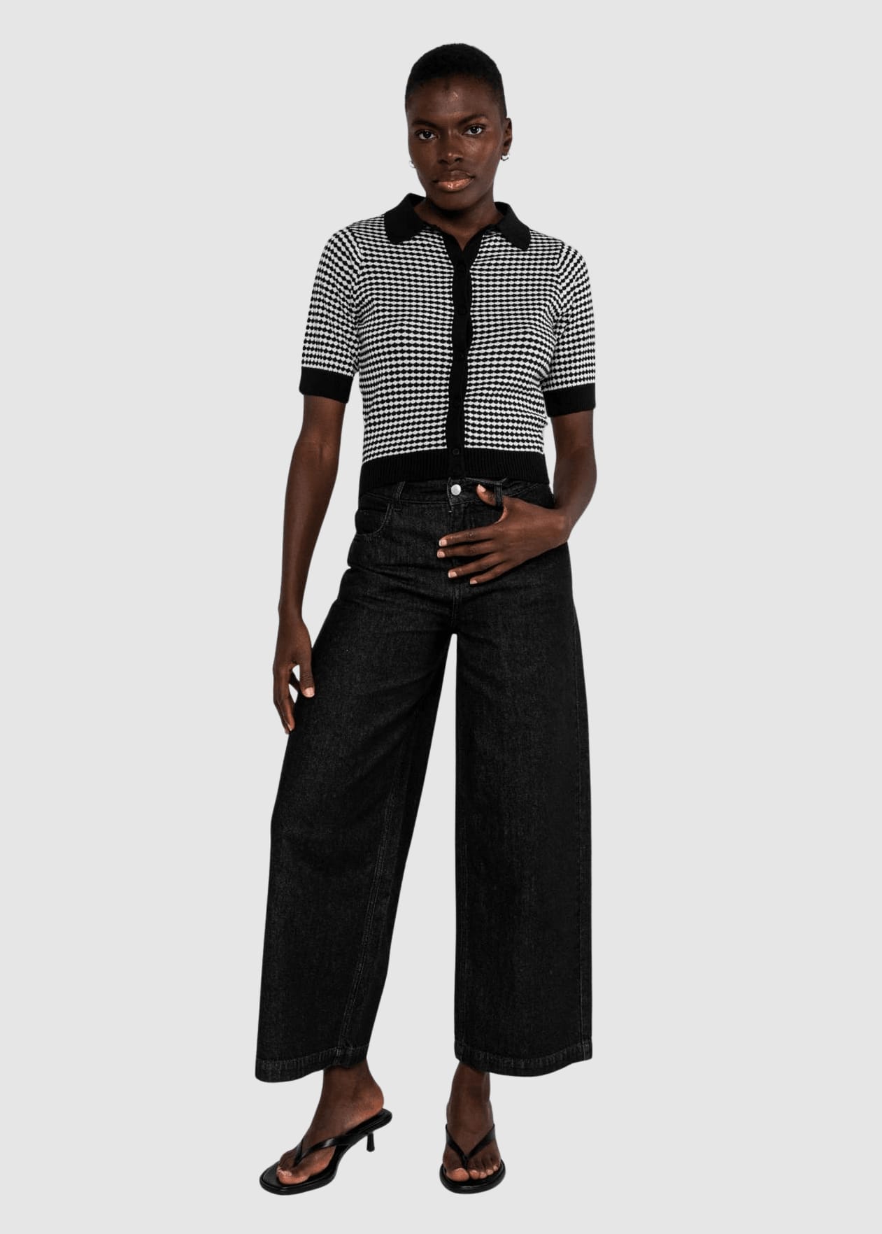 Petite Poloette Mixed Dots Black Beige Petite Poloette Mixed Dots Black Beige