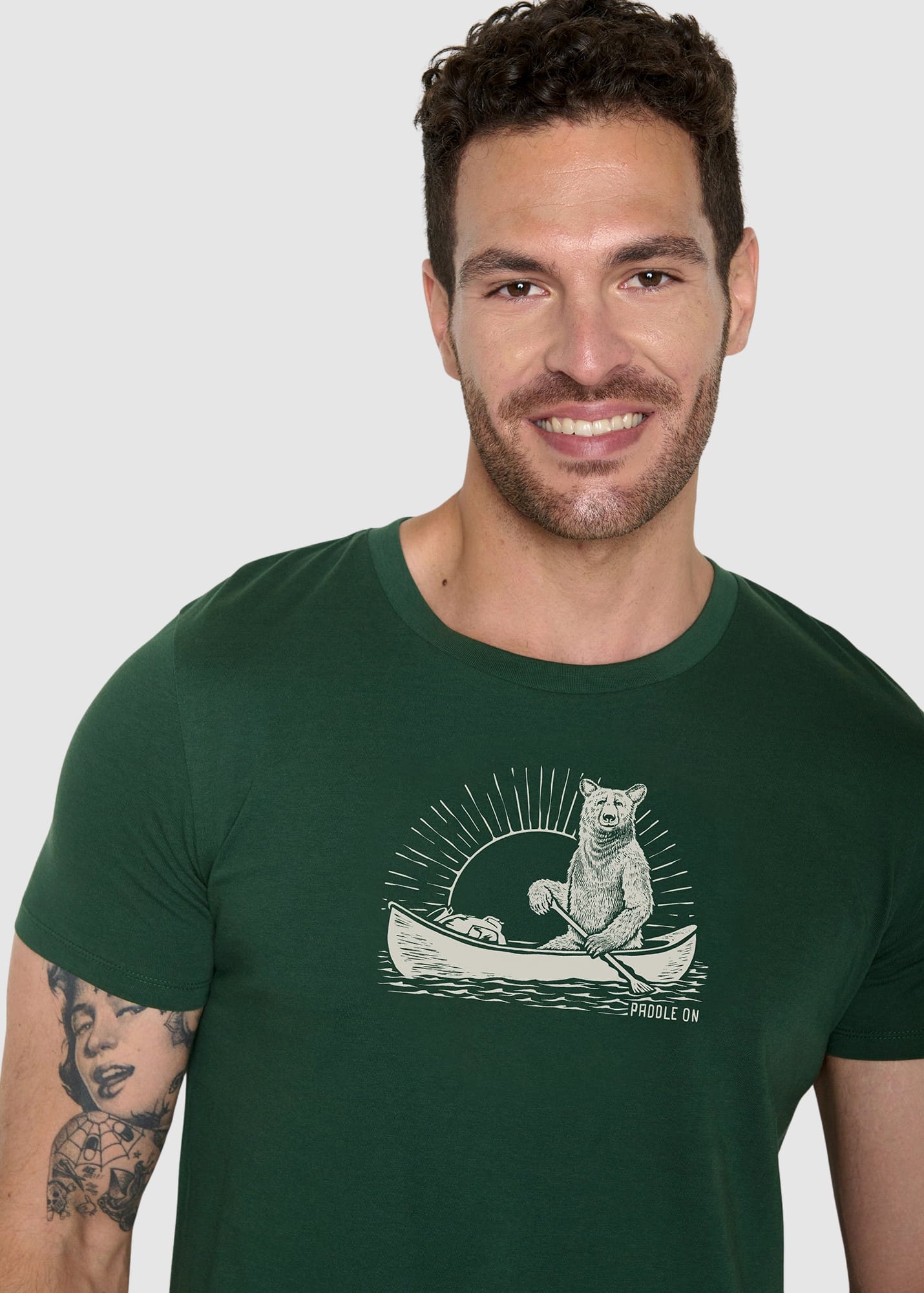 Bear Canoe Guide T-Shirt Bottle Green