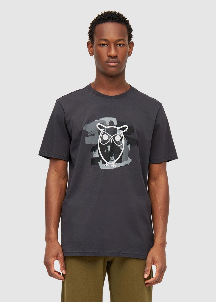 Regular Fit Owl Chest Print T-Shirt