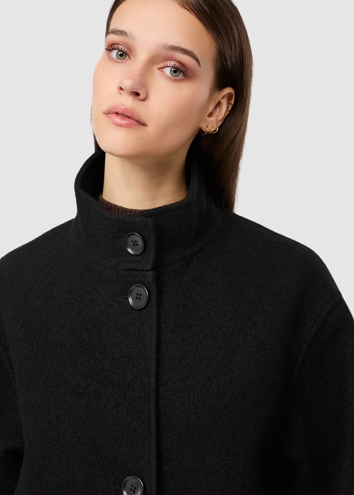 Kurzer Mantel Aus Walk Mit Membran Black