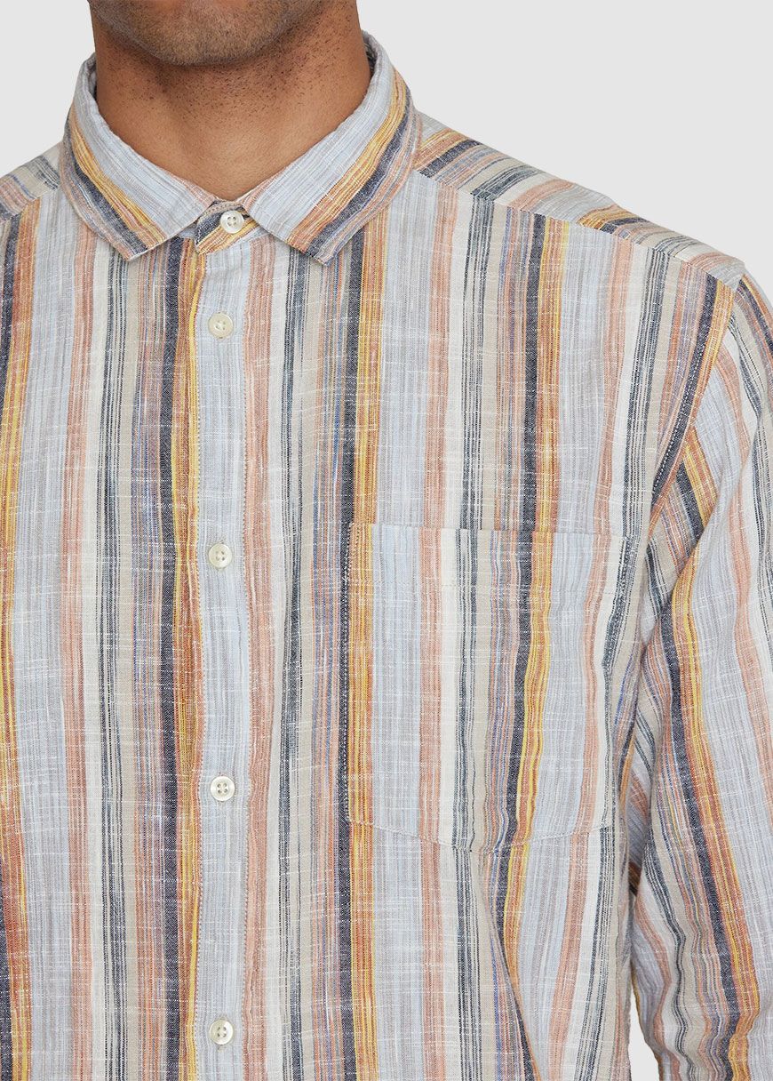 Loose Multicolored Striped Linen Shirt Loose Multicolored Striped Linen Shirt