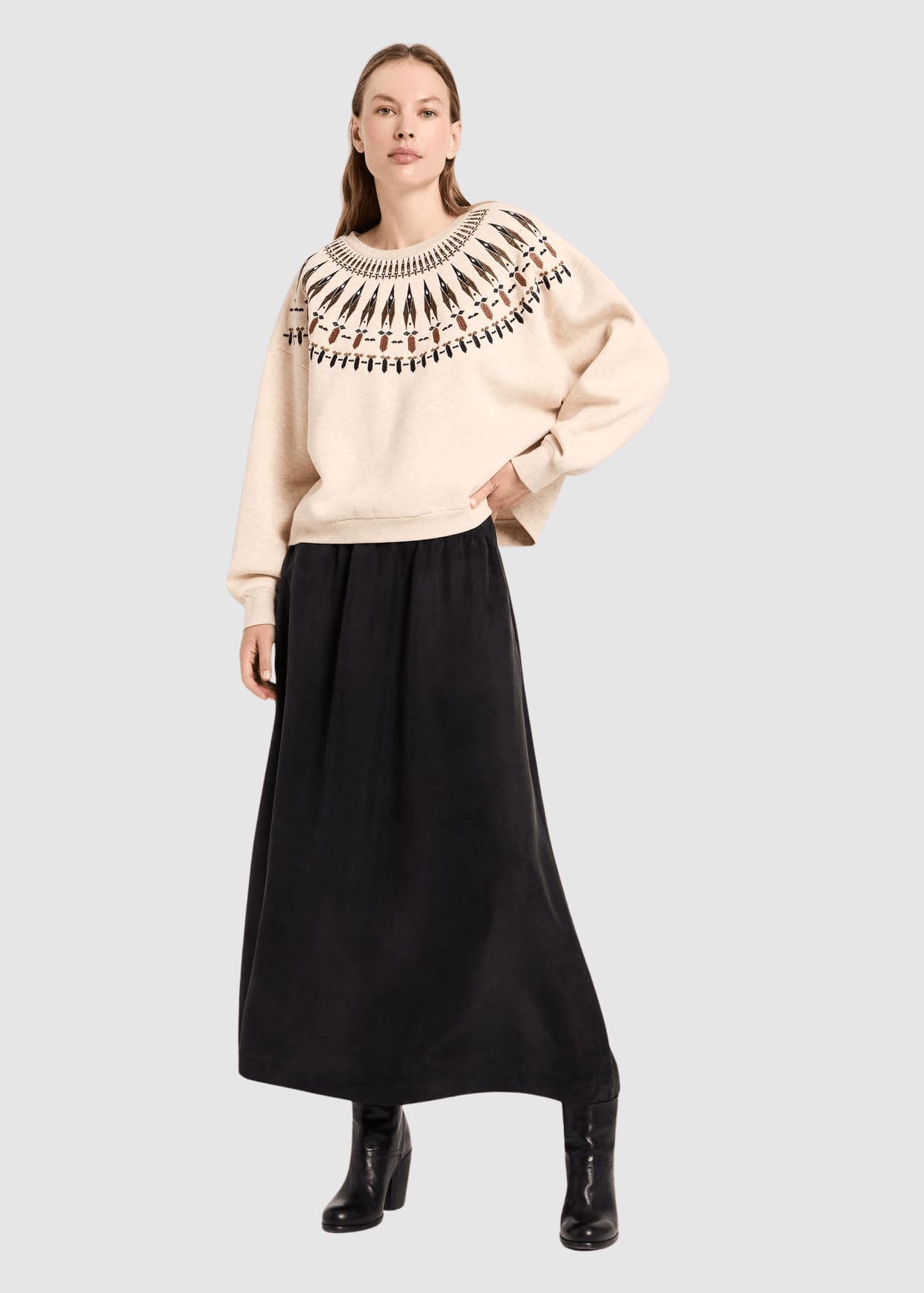 lanius-koeln-statementsweatshirt-creme-melange-brown-4.jpeg Statementsweatshirt Creme Melange/ Brown
