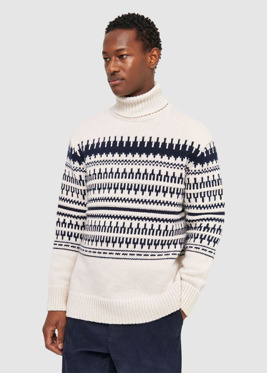 Knitted Pattern Roll Neck