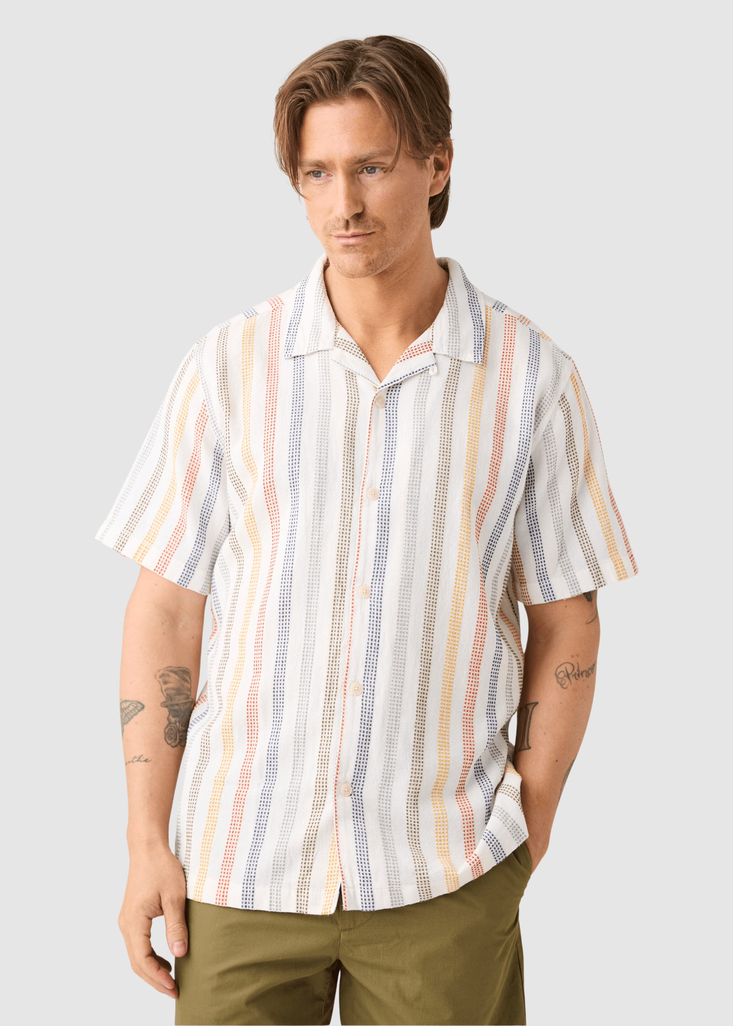 Relaxed Stripe Short Sleeve Shirt Multi Color Stripe