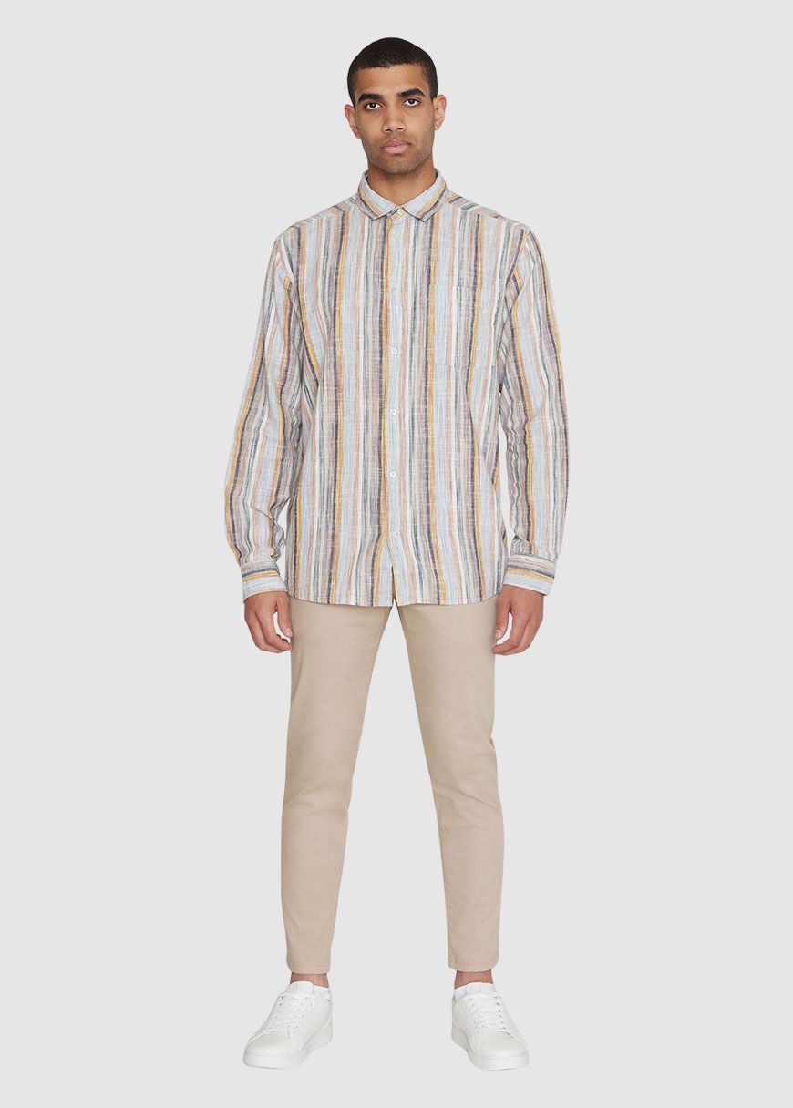 Loose Multicolored Striped Linen Shirt Loose Multicolored Striped Linen Shirt