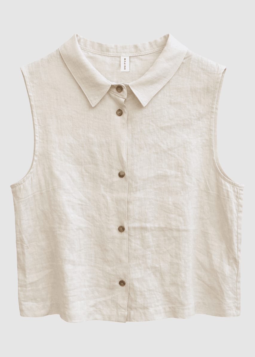 Sleeveless Linen Shirt Moon