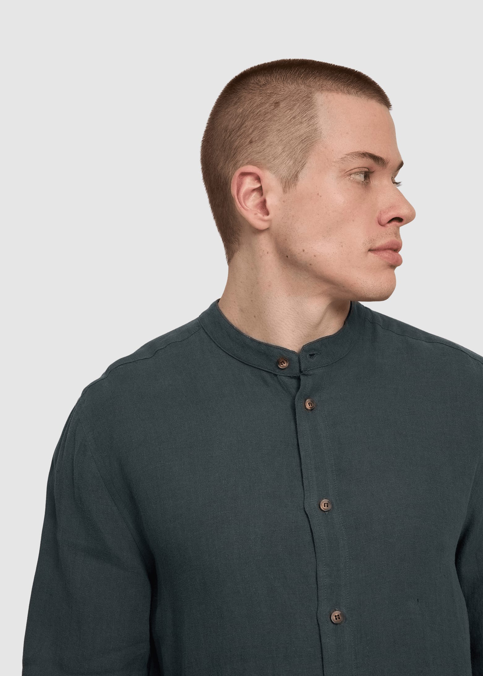 Stand Collar Linen Shirt Bottle Stand Collar Linen Shirt Bottle