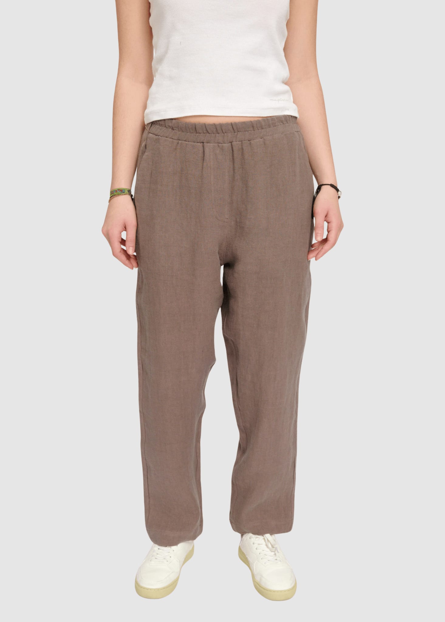 Straight Leg Linen Pants Grey Brown Straight Leg Linen Pants Grey Brown