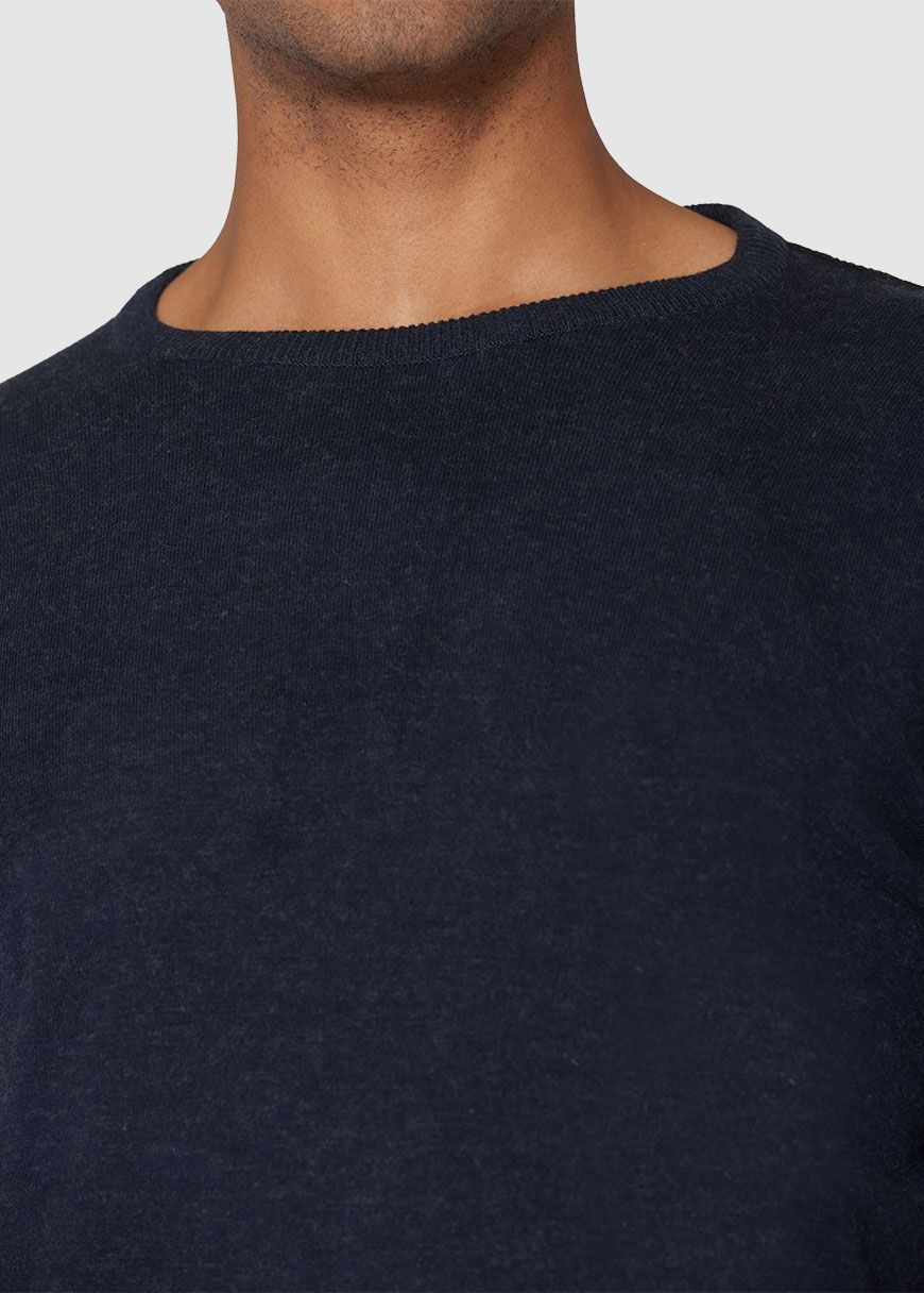 Regular Double Layer Cotton Mix Rolledge Crew Neck Knit Regular Double Layer Cotton Mix Rolledge Crew Neck Knit