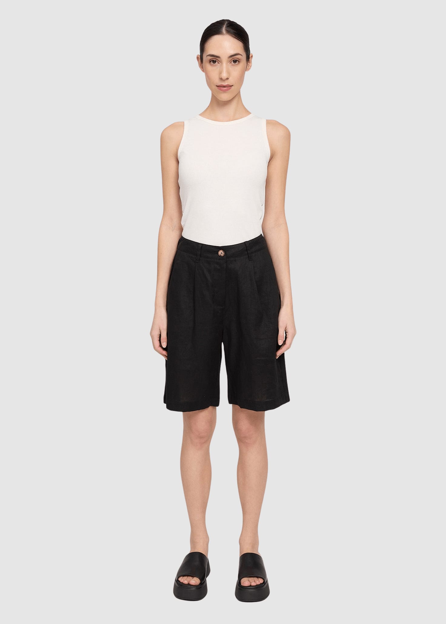 Linen Bermuda Shorts Black