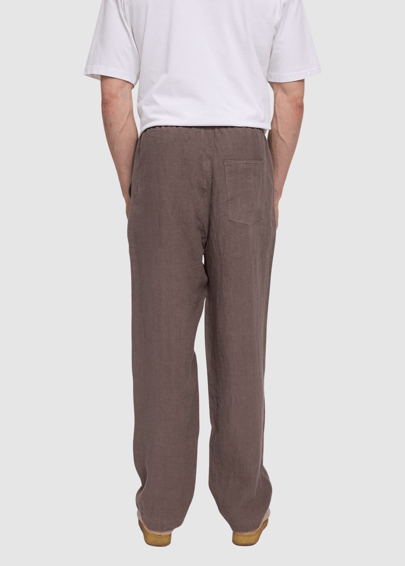 Linen Pull-On Pants Grey Brown