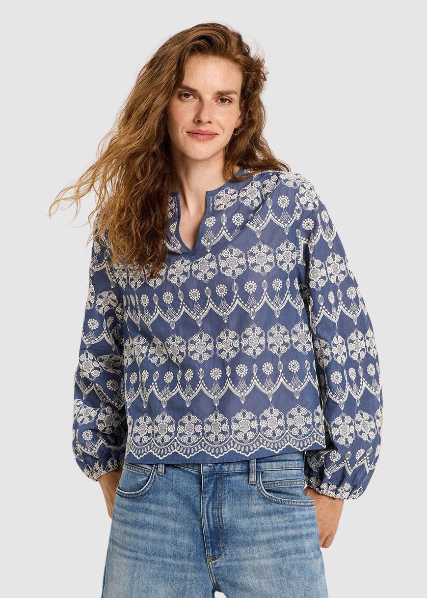 Langarm Bluse mit Kräuseln