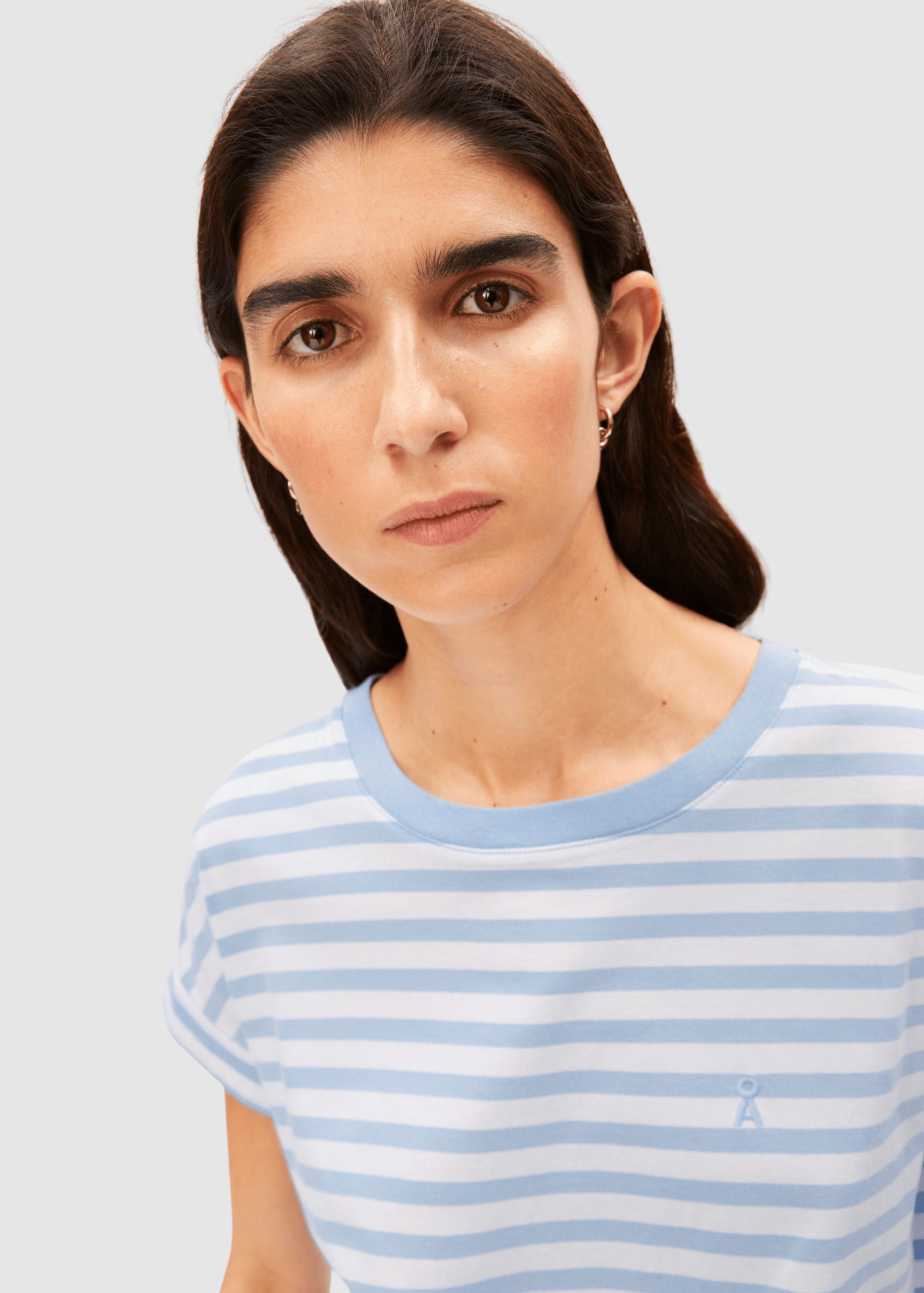 Idaara Stripe T-Shirt White Soft Blue