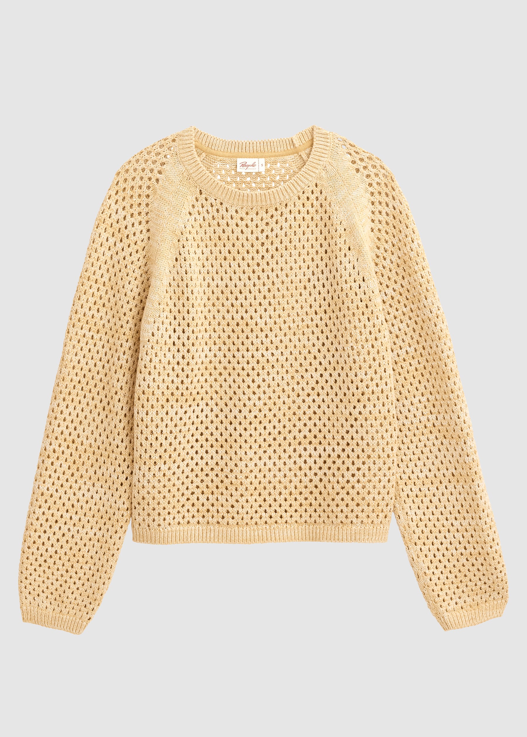Lochstrick-Raglanpullover Gelb Melange Lochstrick-Raglanpullover Gelb Melange