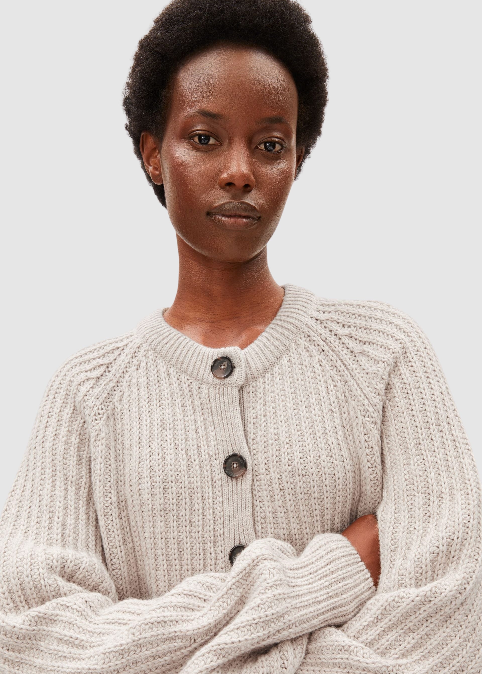Rib Knit Cardigan Honey Melange