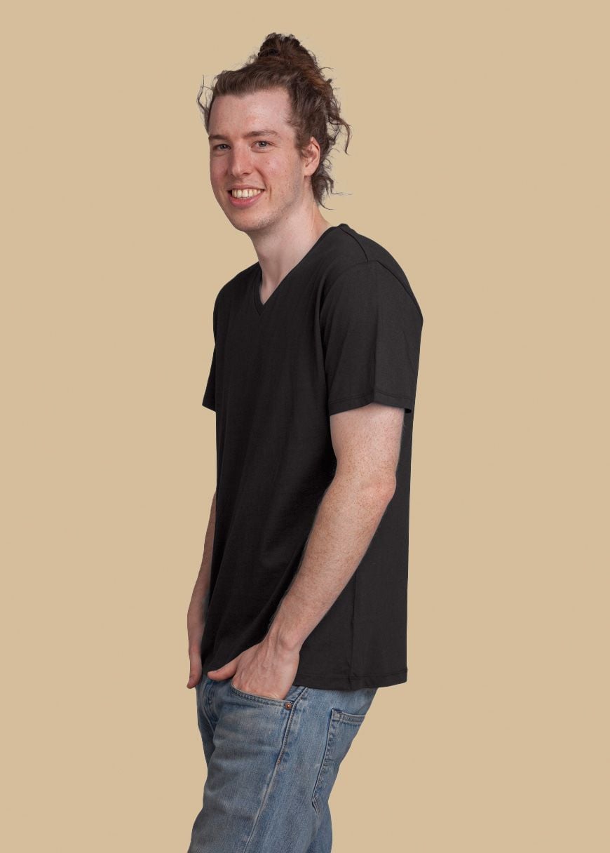 GXB-STTM562-BLACK-03.jpg V-Neck T-Shirt Man Black