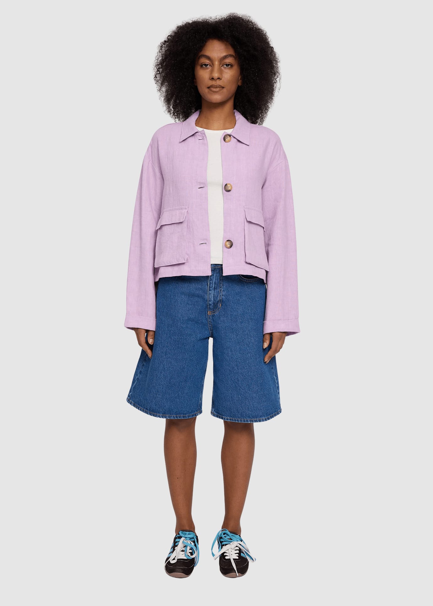 Short Linen Jacket Bright Lavender Short Linen Jacket Bright Lavender