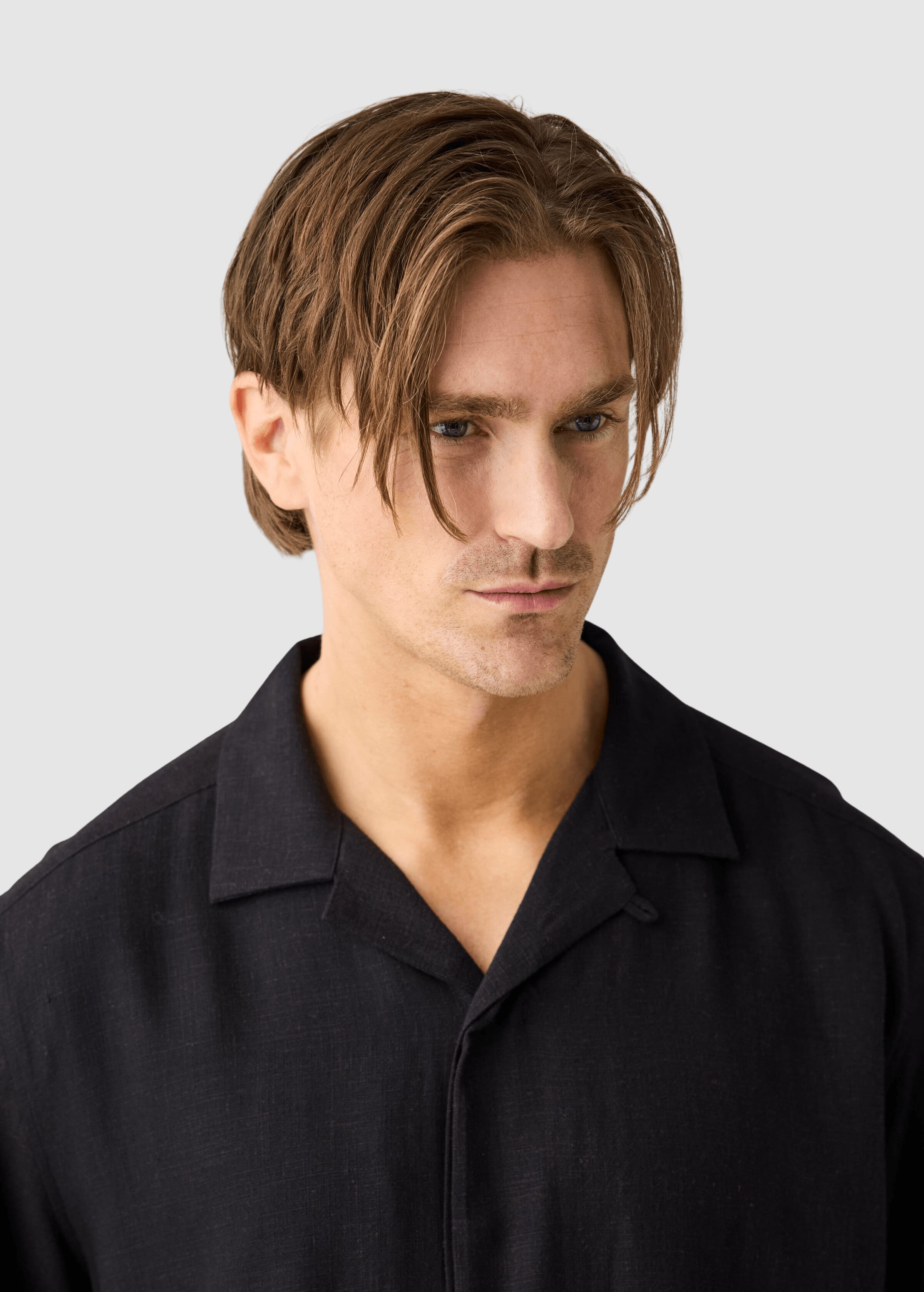 Moss Relaxed Linen-MIX Short Sleeve Shirt Black Jet