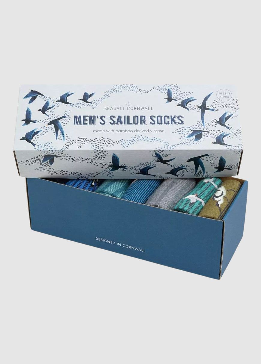 seasalt_cornwall_mens_sailor_socks_box_of_7_creatures_AW_25_SEA_AC_34602_Curlew_Mix_2_b4086e05cf Men's Sailor Socks Box of 7 Creatures